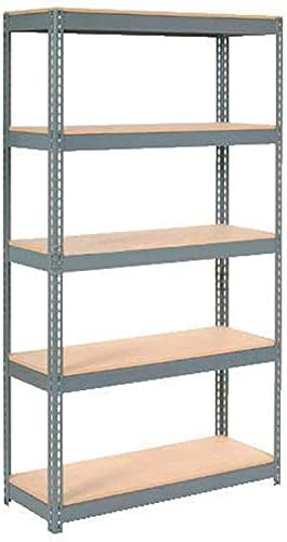 Global Industrial Boltless Extra Heavy Duty Shelving 48" W x 12" D x 72" H, 5 Shelves, Wood Deck