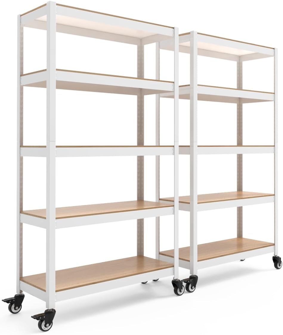 HOMEDANT House 5-Tier Laminated Metal Shelving Unit Adjustable Storage Utility Rack Heavy Duty Shelves Organization Multipurpose Shelf Kitchen Garage Pantry Closet 10Pack
