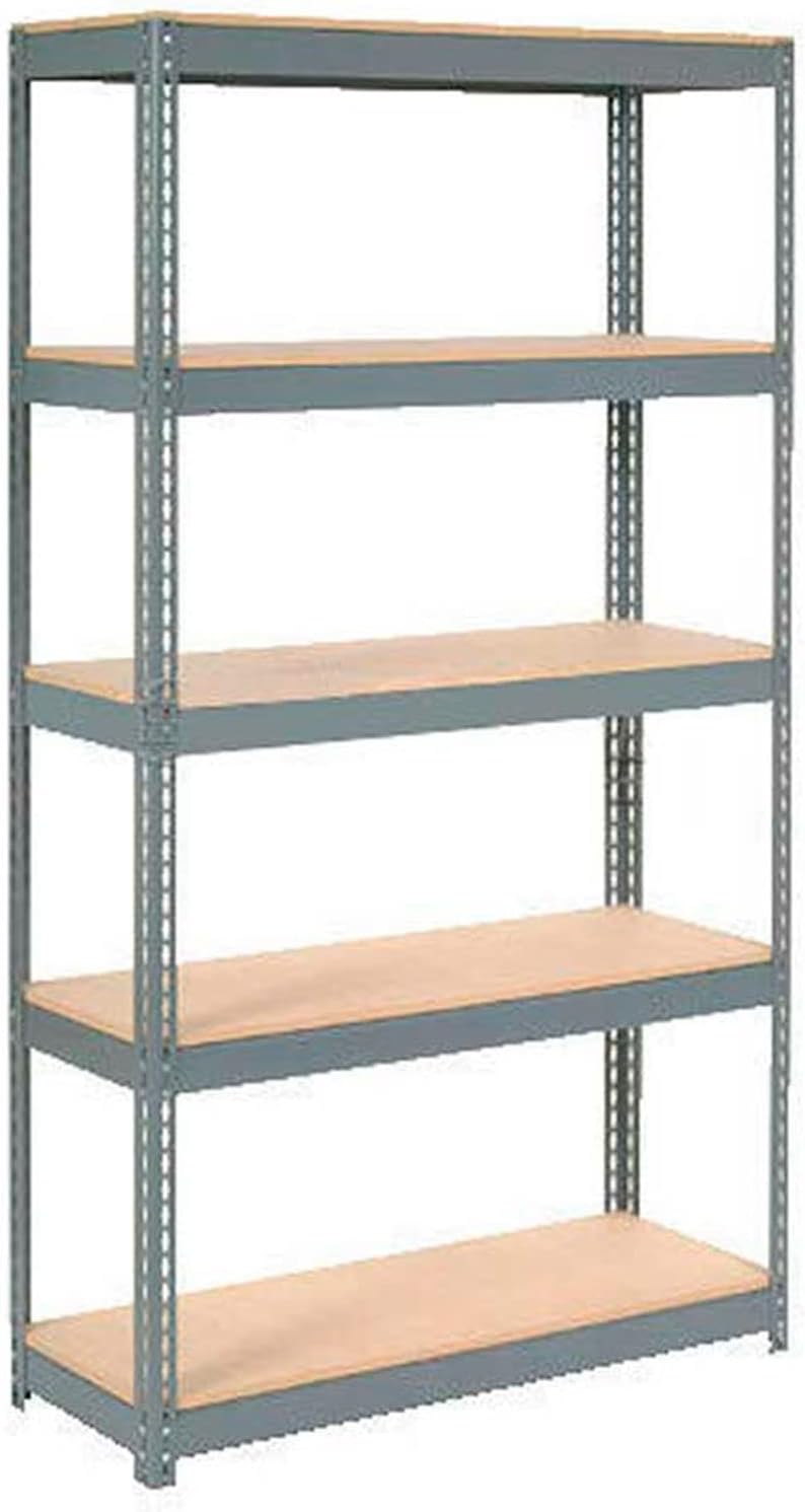 Global Industrial Boltless Extra Heavy Duty Shelving 48" W x 12" D x 72" H, 5 Shelves, Wood Deck