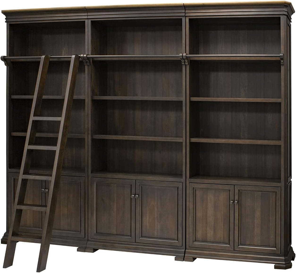 Martin Furniture Bookcase Wall with Wood Ladder, Brown, IMSA4094-KIT