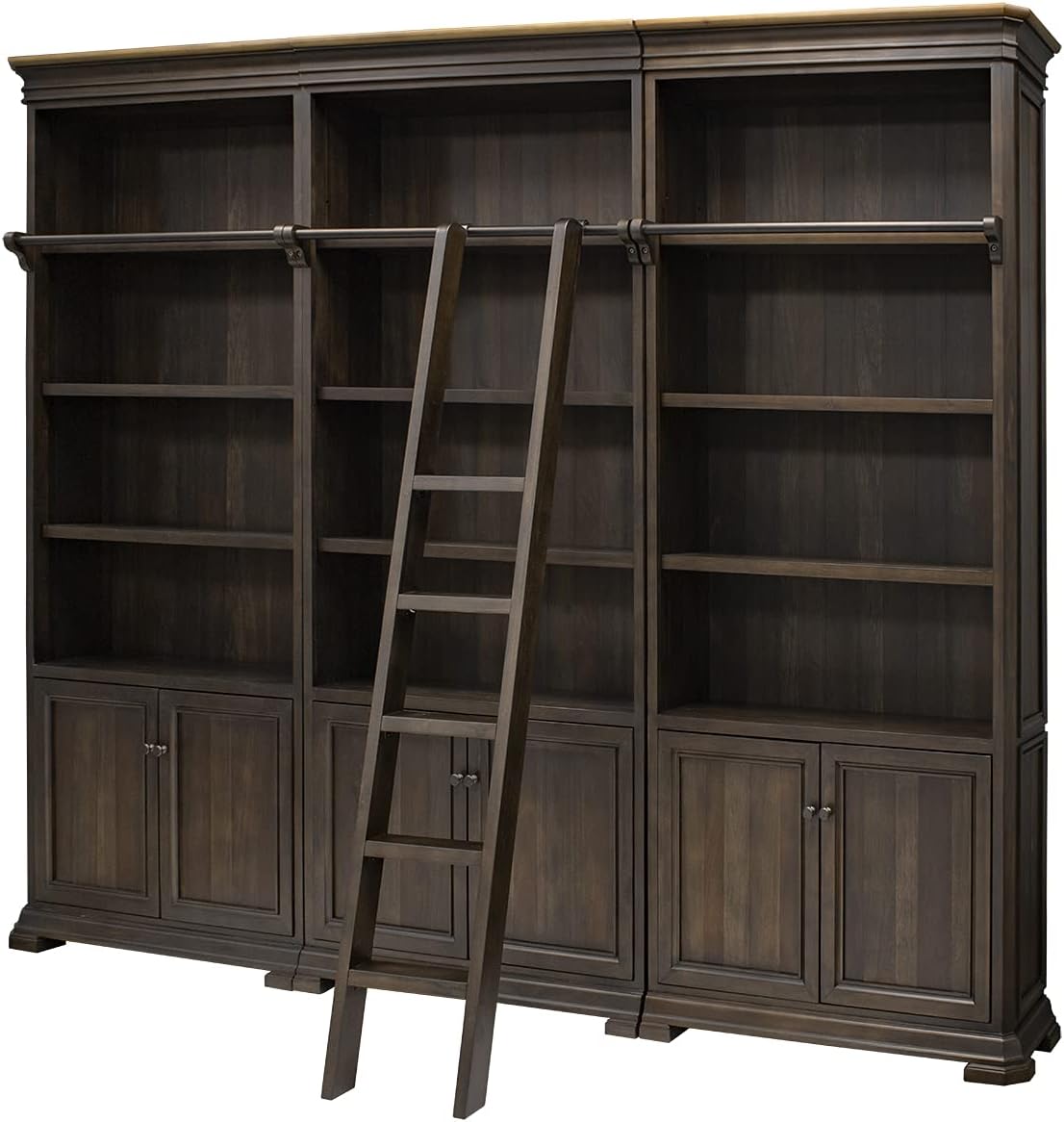 Martin Furniture Bookcase Wall with Wood Ladder, Brown, IMSA4094-KIT