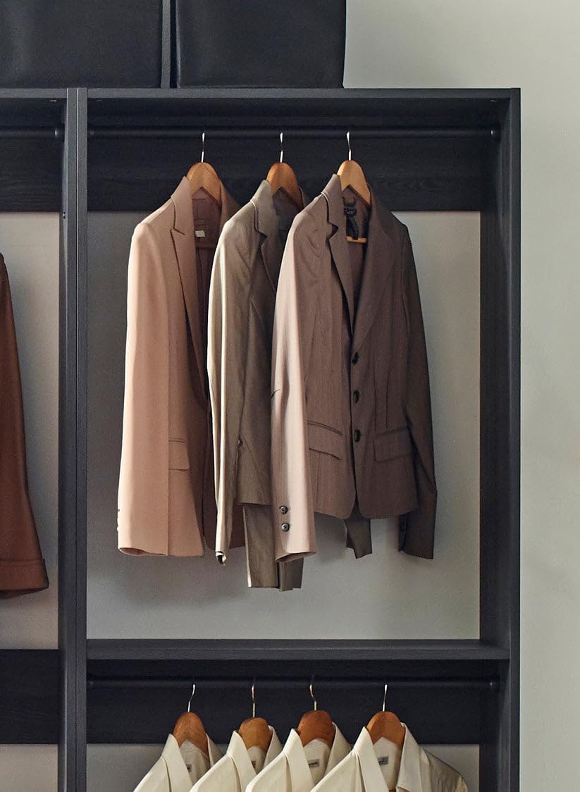 Maximize Space with Freestanding 4 Tower Wood Closet System, 8 Shelves for Organized Storage, Contemporary Style, Brown
