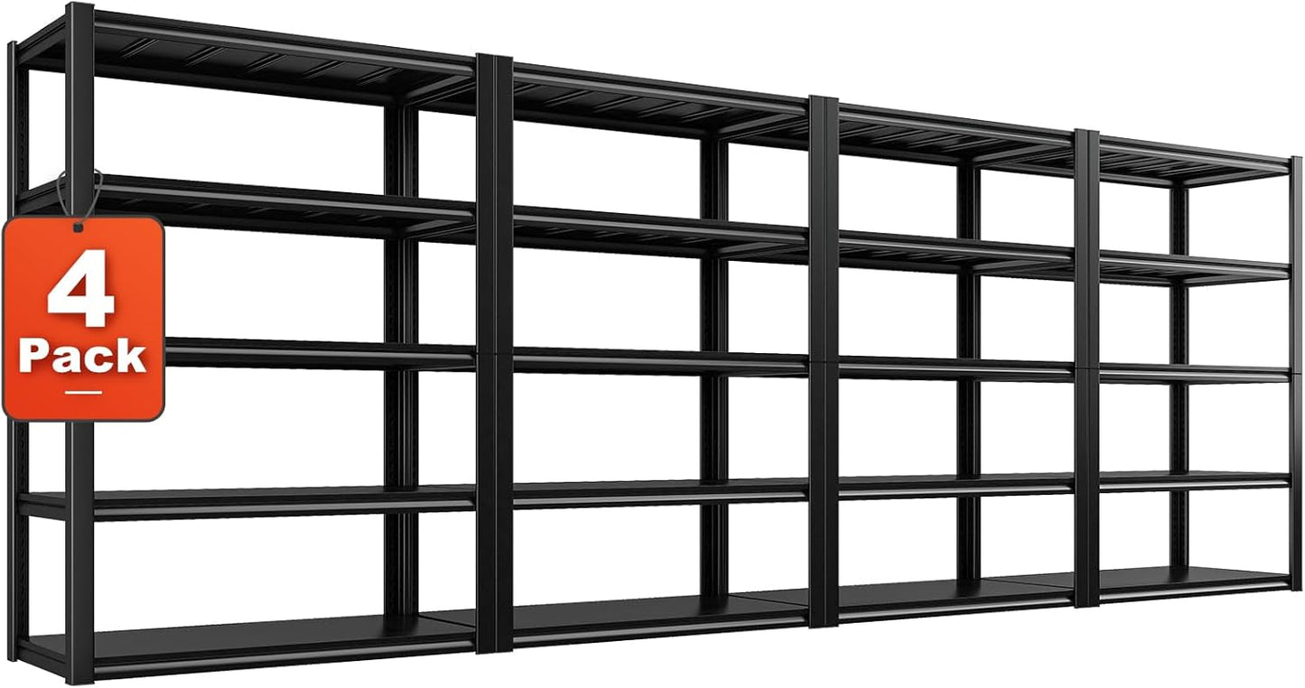 REIBII 48.2" W Garage Shelving Heavy Duty Metal Shelving 3000LBS Storage Shelves Adjustable Metal Shelf Industrial Pantry Shelves for Basement Garage Warehouse 72.2" H x 24.2" D x 48.2" W