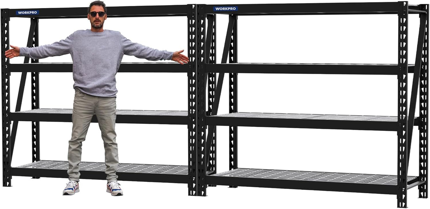 WORKPRO 68" Ultra Wide 4-Tier Metal Garage Shelving Unit, 68"W x 24"D x 65"H, 7200 LBS Capacity, Heavy Duty Storage Utility Rack, Industrial Adjustable Shelves for Shop Warehouse Basement, Pack of 10