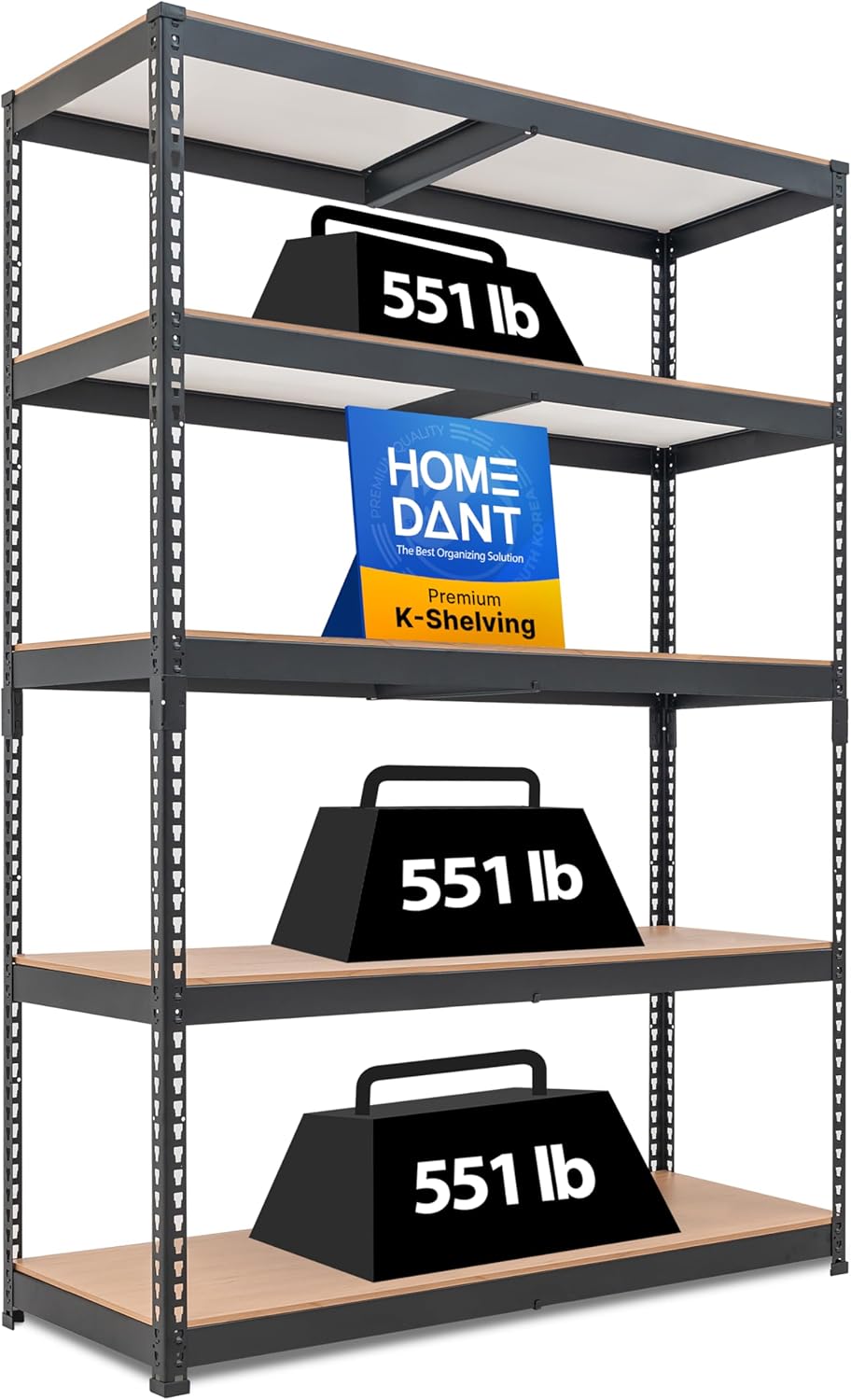 HOMEDANT 5 Tier Laminated Boltless Heavy Duty Garage Storage Adjustable Wide Size Metal Shelving Unit Utility Rack Shelves Organization Shelf Shed Warehouse 47.7" W x 24.1" D x 71.3" H 10Pack