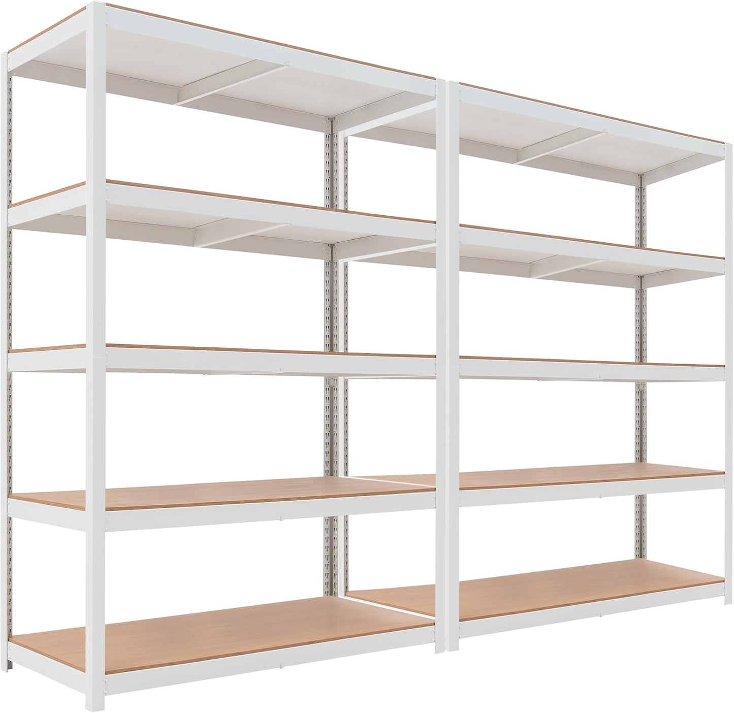 HOMEDANT House White 48" Wide Boltless Heavy Duty Garage Storage Shelving Adjustable 5-Tier Metal Shelves Laminated Organization Shelf Industrial Utility Rack Pantry Shed Office Store 1Pack