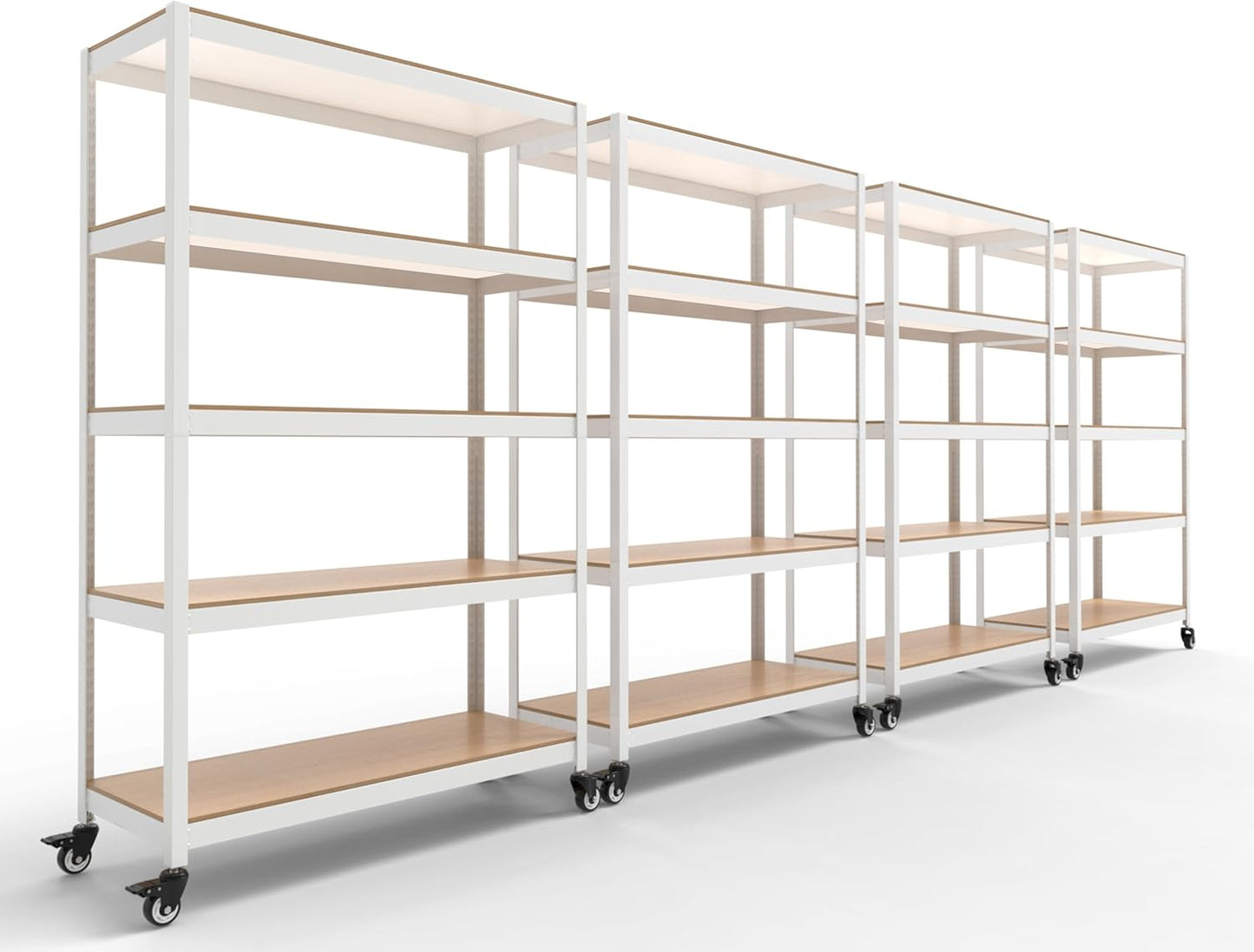 HOMEDANT House White 48" Wide Boltless Heavy Duty Garage Storage Shelving Adjustable 5-Tier Metal Shelves Laminated Organization Shelf Industrial Utility Rack Pantry Shed Office Store 1Pack