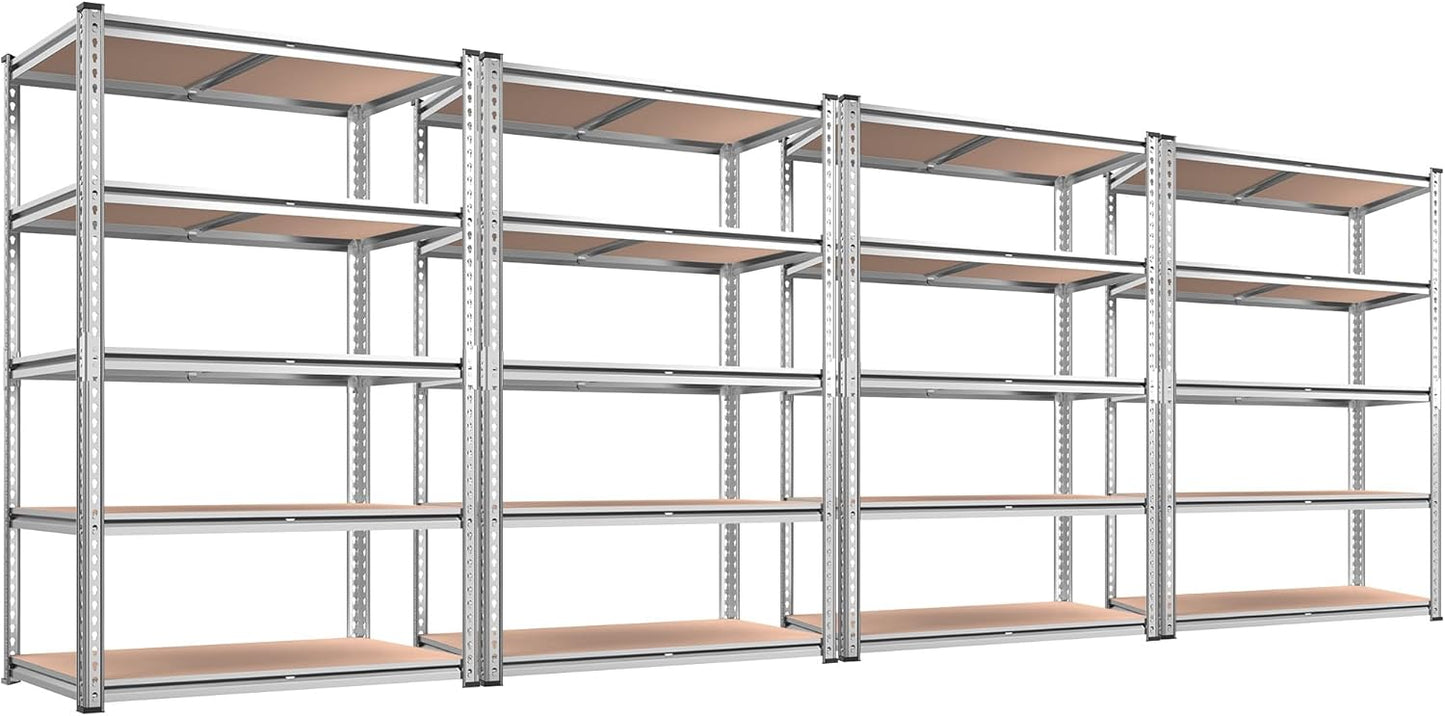 REIBII 2020LBS Storage Shelves 5 Tier Garage Shelving Heavy Duty, Adjustable Metal Shelving Unit, Garage Shelves for Basement, Warehouse, Pantry, 72" H x 35.55" W x 16" D, Black, 4 Pack