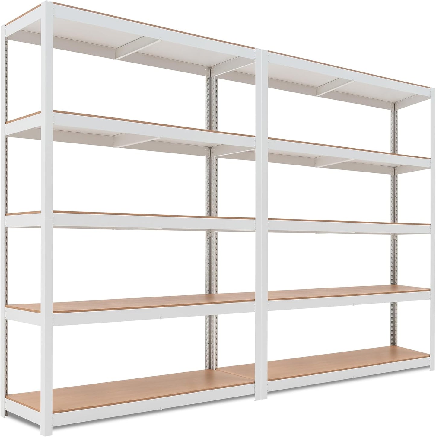 HOMEDANT House White 48" Wide Boltless Heavy Duty Garage Storage Shelving Adjustable 5-Tier Metal Shelves Laminated Organization Shelf Industrial Utility Rack Pantry Shed Office Store 1Pack