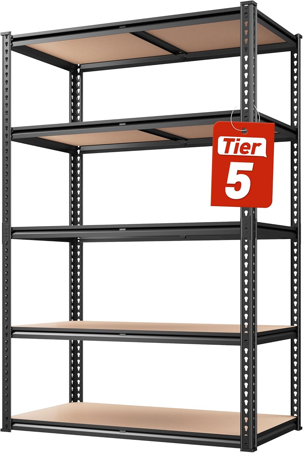 REIBII 2020LBS Storage Shelves 5 Tier Garage Shelving Heavy Duty, Adjustable Metal Shelving Unit, Garage Shelves for Basement, Warehouse, Pantry, 72" H x 35.55" W x 16" D, Black, 4 Pack