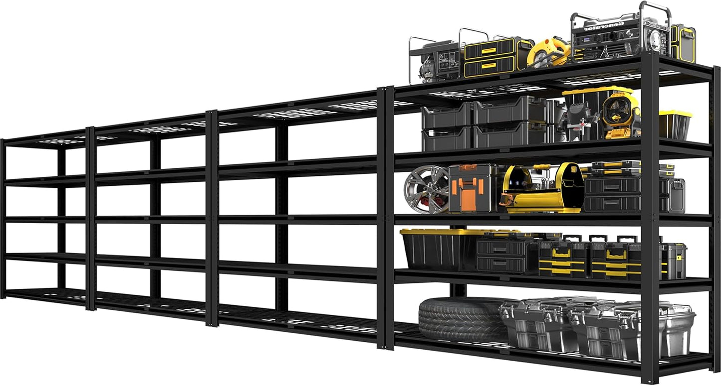 PrimeZone Heavy Duty Garage Storage Shelves - 48" W X 24" D X 72" H Adjustable Metal Shelving Unit, 5 Tier Industrial Shelves for Storage Standing Utility Rack for Warehouse, Basement, Black, 10 Pack