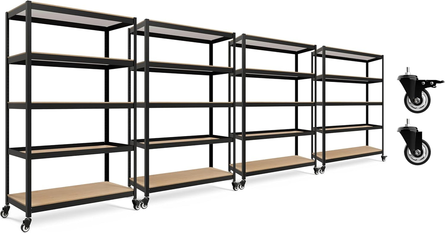 HOMEDANT House White 48" Wide Boltless Heavy Duty Garage Storage Shelving Adjustable 5-Tier Metal Shelves Laminated Organization Shelf Industrial Utility Rack Pantry Shed Office Store 1Pack