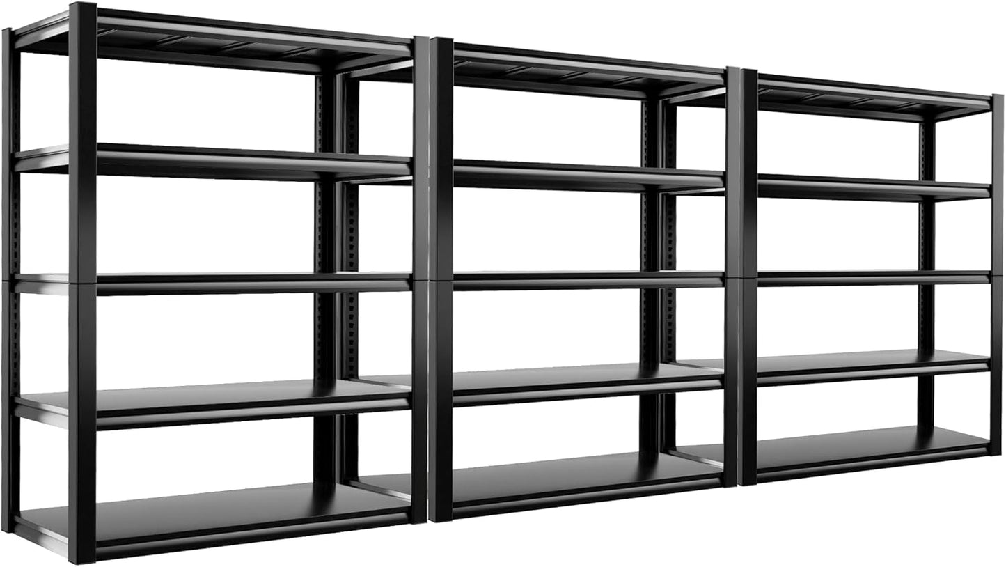 REIBII 48" W Garage Shelving 3000LBS Metal Shelving Heavy Duty Storage Shelves Adjustable Metal Shelf Industrial Pantry Shelves for Warehouse Garage Basement 48" W x 24" D x 72" H