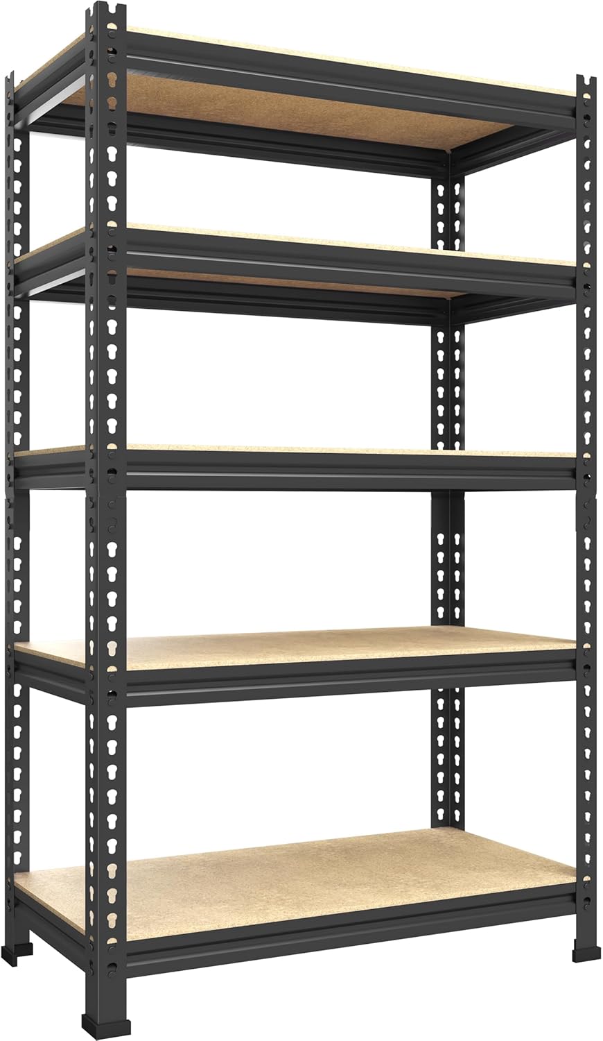 PrimeZone 48" x 24" x 72" Heavy Duty Storage Shelves, 5 Tier Adjustable Garage Storage Shelving, Metal Storage Utility Rack Shelf Unit for Warehouse Pantry Closet Kitchen, Black, 10 Pack