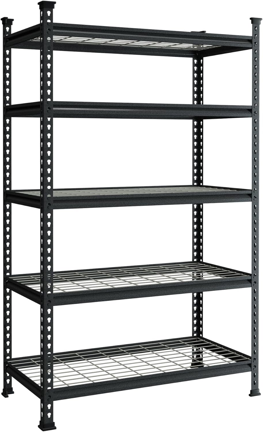 WORKPRO 5-Tier Metal Storage Shelving Unit, 48”W x 24”D x 72”H, Adjustable Storage Rack Heavy Duty Shelf, 4000 lbs Load Capacity (Total), for Garage, Kitchen, Bathroom, Warehouse, Black/Sliver, 10 PCS