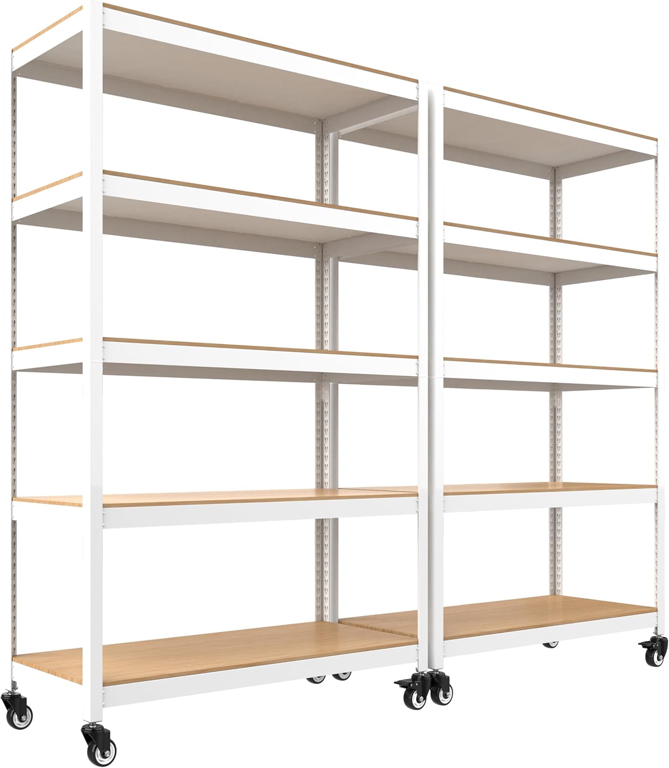 HOMEDANT House White 48" Wide Boltless Heavy Duty Garage Storage Shelving Adjustable 5-Tier Metal Shelves Laminated Organization Shelf Industrial Utility Rack Pantry Shed Office Store 1Pack