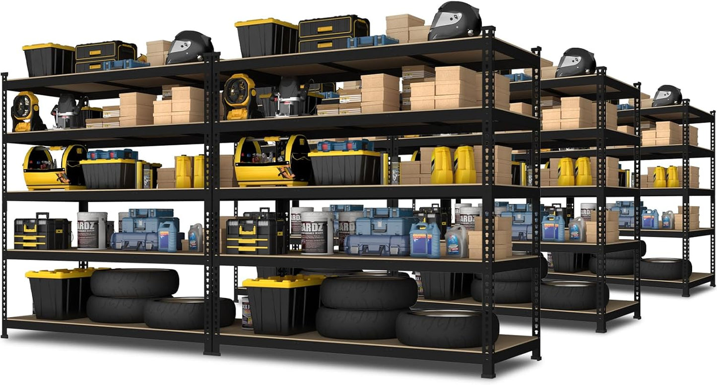 PrimeZone 48" x 24" x 72" Heavy Duty Storage Shelves, 5 Tier Adjustable Garage Storage Shelving, Metal Storage Utility Rack Shelf Unit for Warehouse Pantry Closet Kitchen, Black, 10 Pack