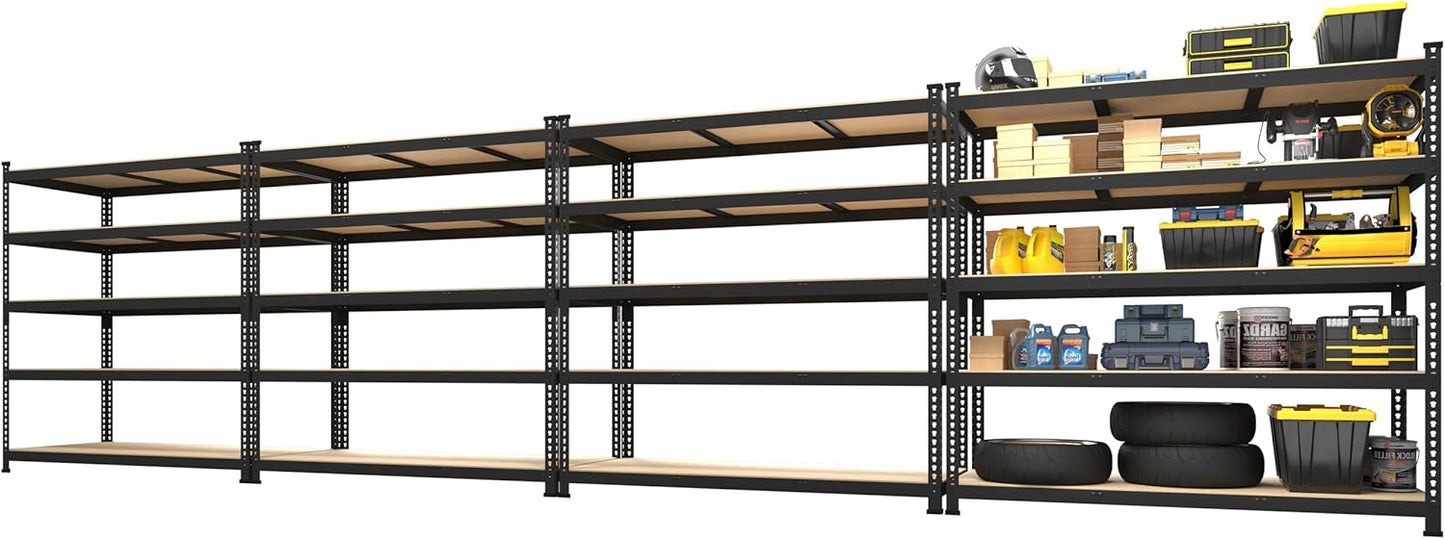 PrimeZone 48" x 24" x 72" Heavy Duty Storage Shelves, 5 Tier Adjustable Garage Storage Shelving, Metal Storage Utility Rack Shelf Unit for Warehouse Pantry Closet Kitchen, Black, 10 Pack