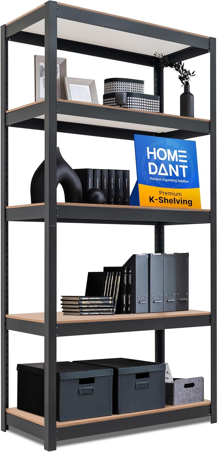 HOMEDANT House 5-Tier Laminated Metal Shelving Unit Adjustable Storage Utility Rack Heavy Duty Shelves Organization Multipurpose Shelf Kitchen Garage Pantry Closet 10Pack