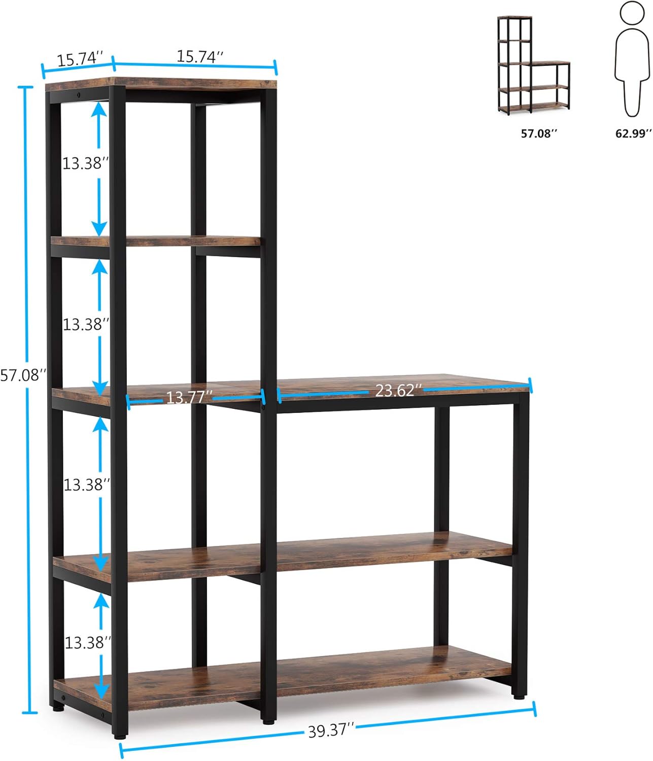 Tribesigns 5-Tier Kitchen Bakers Rack with Utility Storage Shelf, Freestanding Microwave Oven Stand Kitchen Spice Rack Shelf Organizer