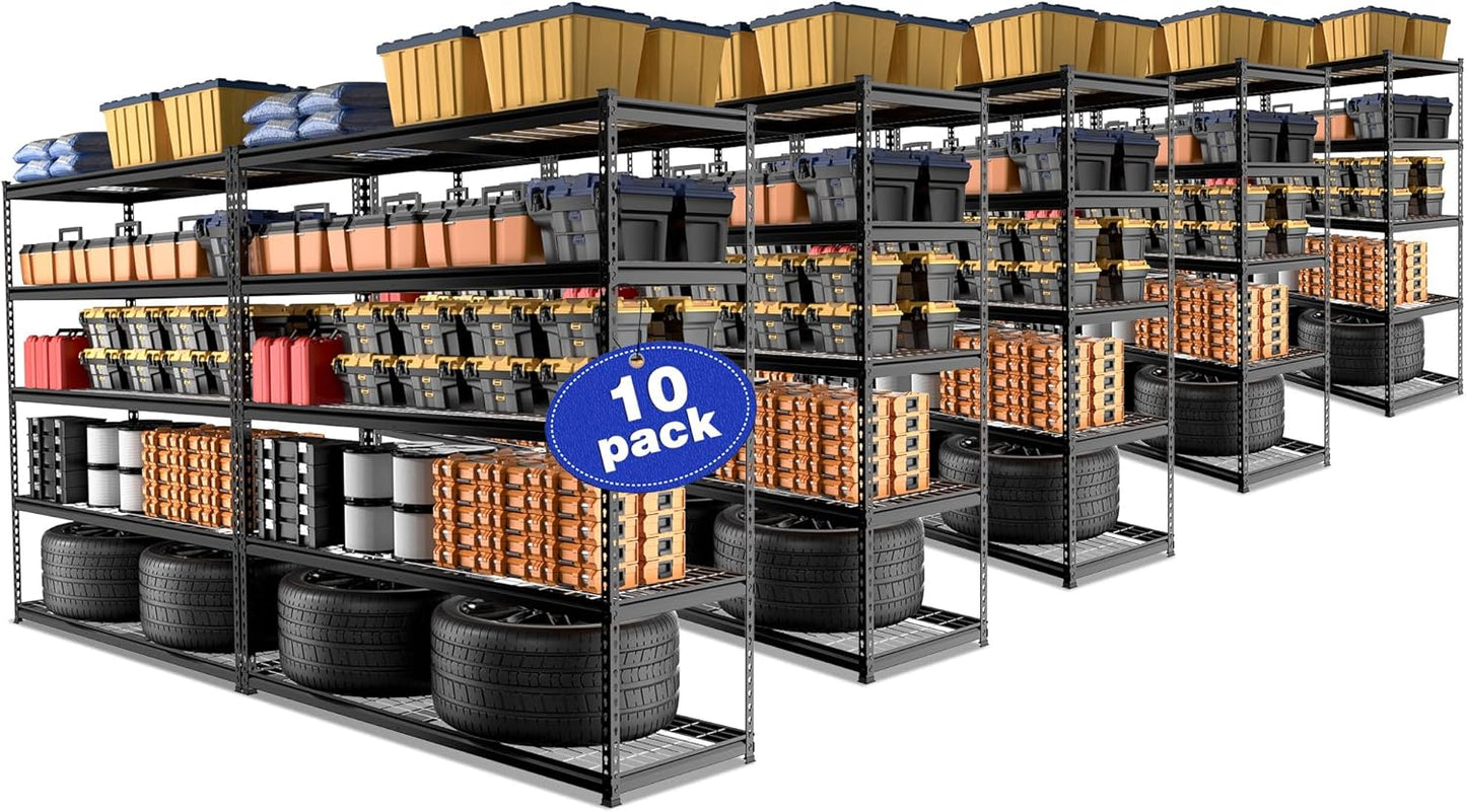 WORKPRO 68" Ultra Wide 4-Tier Metal Garage Shelving Unit, 68"W x 24"D x 65"H, 7200 LBS Capacity, Heavy Duty Storage Utility Rack, Industrial Adjustable Shelves for Shop Warehouse Basement, Pack of 10