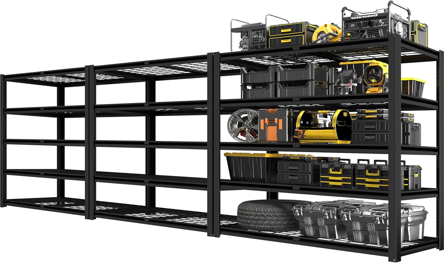 PrimeZone Heavy Duty Garage Storage Shelves - 48" W X 24" D X 72" H Adjustable Metal Shelving Unit, 5 Tier Industrial Shelves for Storage Standing Utility Rack for Warehouse, Basement, Black, 10 Pack