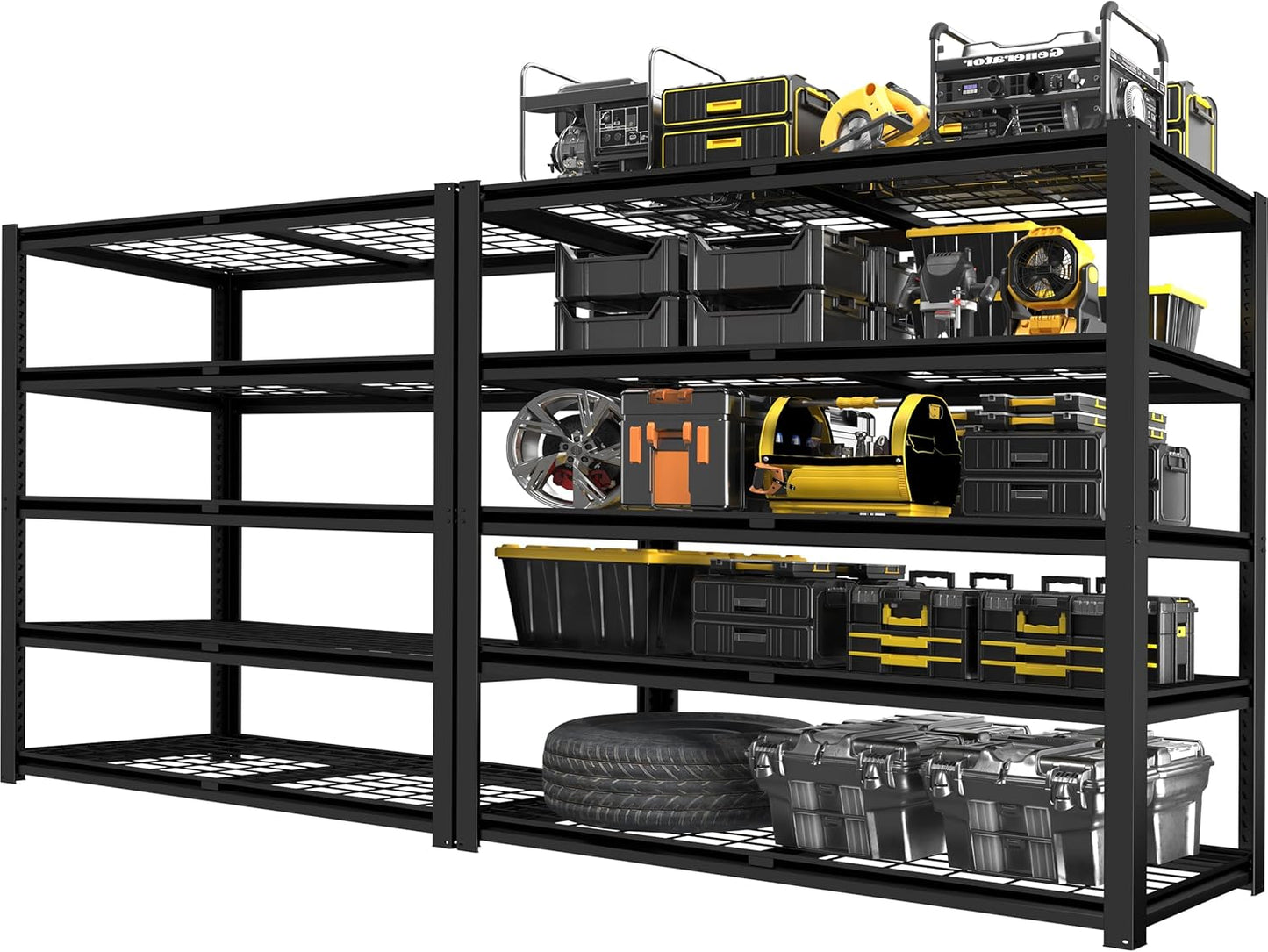 PrimeZone Heavy Duty Garage Storage Shelves - 48" W X 24" D X 72" H Adjustable Metal Shelving Unit, 5 Tier Industrial Shelves for Storage Standing Utility Rack for Warehouse, Basement, Black, 10 Pack