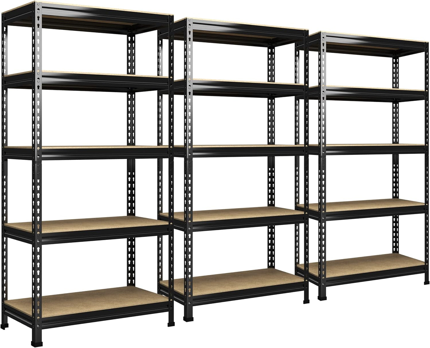PrimeZone 48" x 24" x 72" Heavy Duty Storage Shelves, 5 Tier Adjustable Garage Storage Shelving, Metal Storage Utility Rack Shelf Unit for Warehouse Pantry Closet Kitchen, Black, 10 Pack
