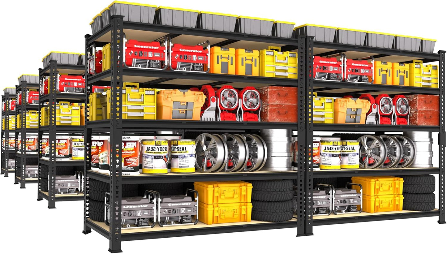 PrimeZone Heavy Duty Garage Storage Shelves - 48" W X 24" D X 72" H Adjustable Metal Shelving Unit, 5 Tier Industrial Shelves for Storage Standing Utility Rack for Warehouse, Basement, Black, 10 Pack