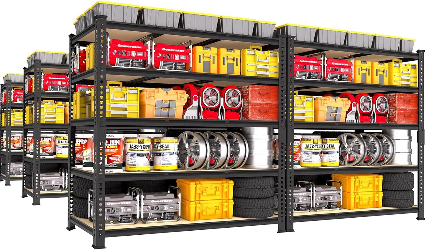 PrimeZone Heavy Duty Garage Storage Shelves - 48" W X 24" D X 72" H Adjustable Metal Shelving Unit, 5 Tier Industrial Shelves for Storage Standing Utility Rack for Warehouse, Basement, Black, 10 Pack