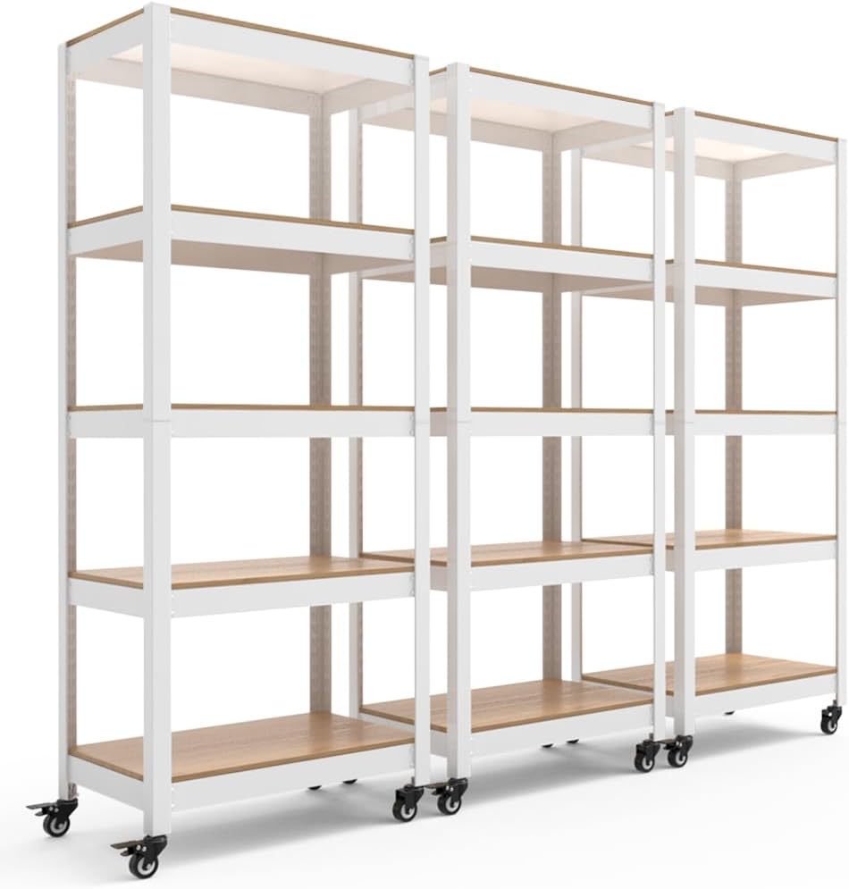 HOMEDANT House 5-Tier Laminated Metal Shelving Unit Adjustable Storage Utility Rack Heavy Duty Shelves Organization Multipurpose Shelf Kitchen Garage Pantry Closet 10Pack
