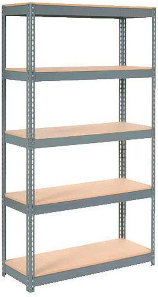 Global Industrial Boltless Extra Heavy Duty Shelving 48" W x 12" D x 72" H, 5 Shelves, Wood Deck