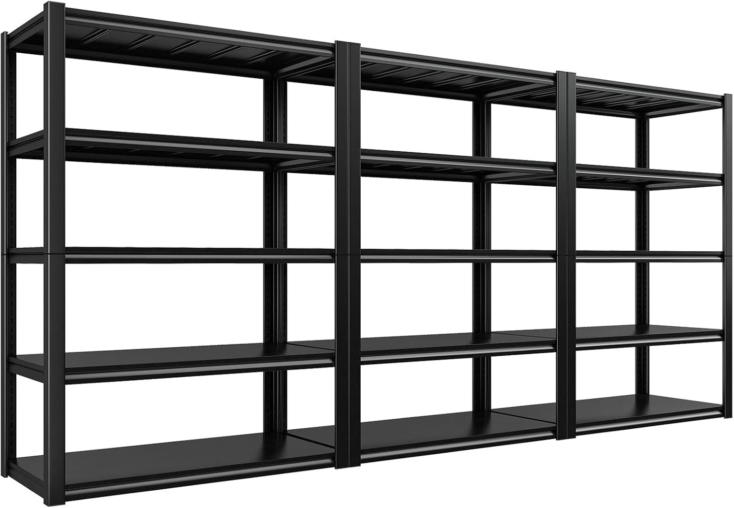 REIBII 48.2" W Garage Shelving Heavy Duty Metal Shelving 3000LBS Storage Shelves Adjustable Metal Shelf Industrial Pantry Shelves for Basement Garage Warehouse 72.2" H x 24.2" D x 48.2" W