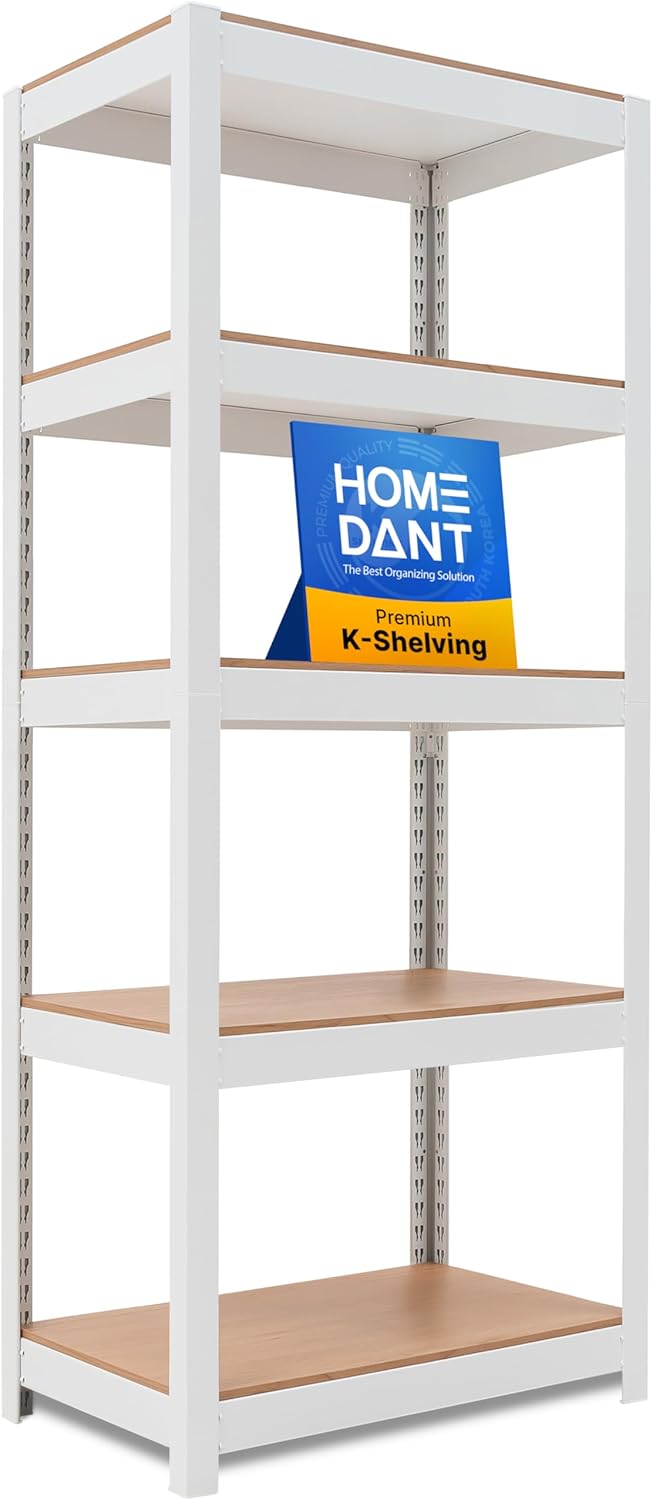 HOMEDANT House 5-Tier Laminated Metal Shelving Unit Adjustable Storage Utility Rack Heavy Duty Shelves Organization Multipurpose Shelf Kitchen Garage Pantry Closet 10Pack