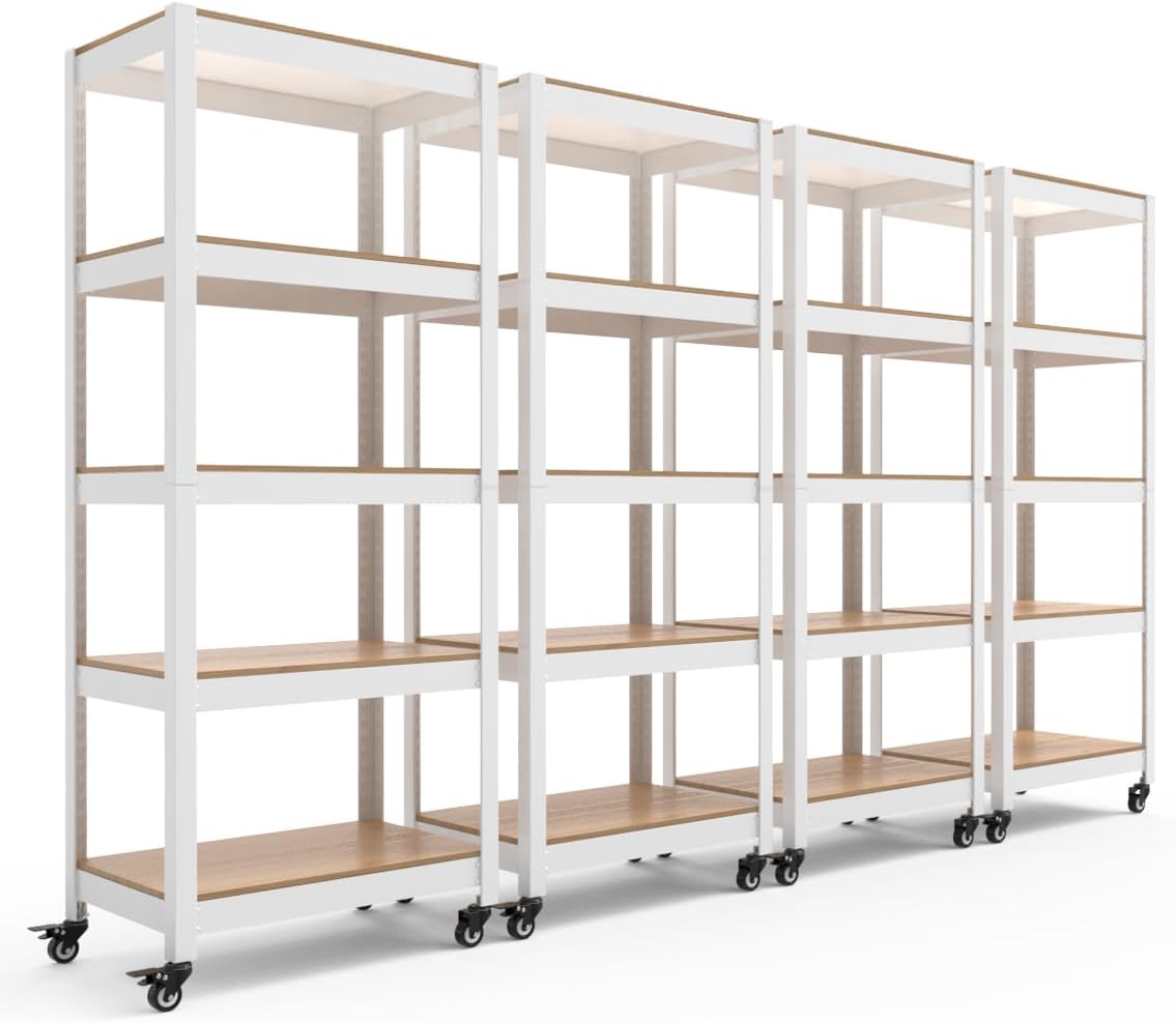 HOMEDANT House 5-Tier Laminated Metal Shelving Unit Adjustable Storage Utility Rack Heavy Duty Shelves Organization Multipurpose Shelf Kitchen Garage Pantry Closet 10Pack