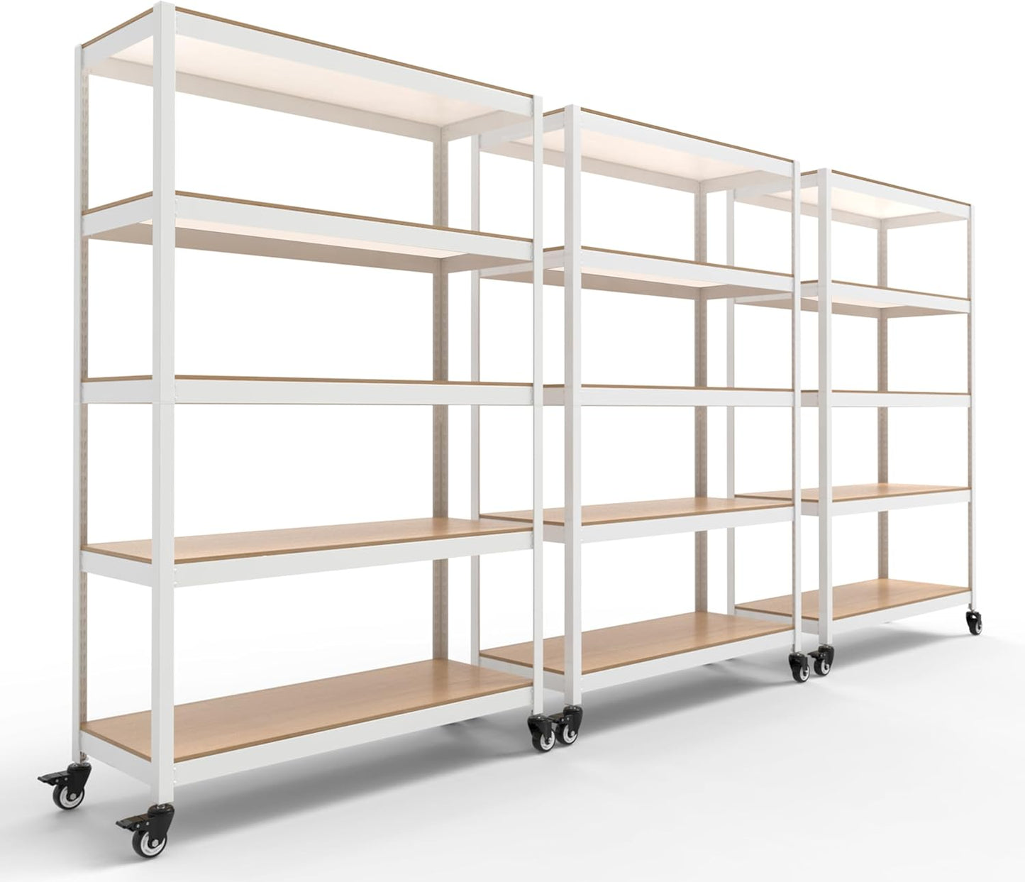 HOMEDANT House White 48" Wide Boltless Heavy Duty Garage Storage Shelving Adjustable 5-Tier Metal Shelves Laminated Organization Shelf Industrial Utility Rack Pantry Shed Office Store 1Pack