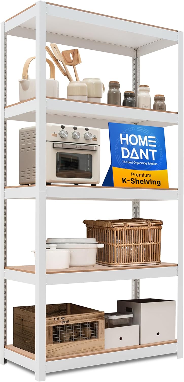 HOMEDANT House 5-Tier Laminated Metal Shelving Unit Adjustable Storage Utility Rack Heavy Duty Shelves Organization Multipurpose Shelf Kitchen Garage Pantry Closet 10Pack
