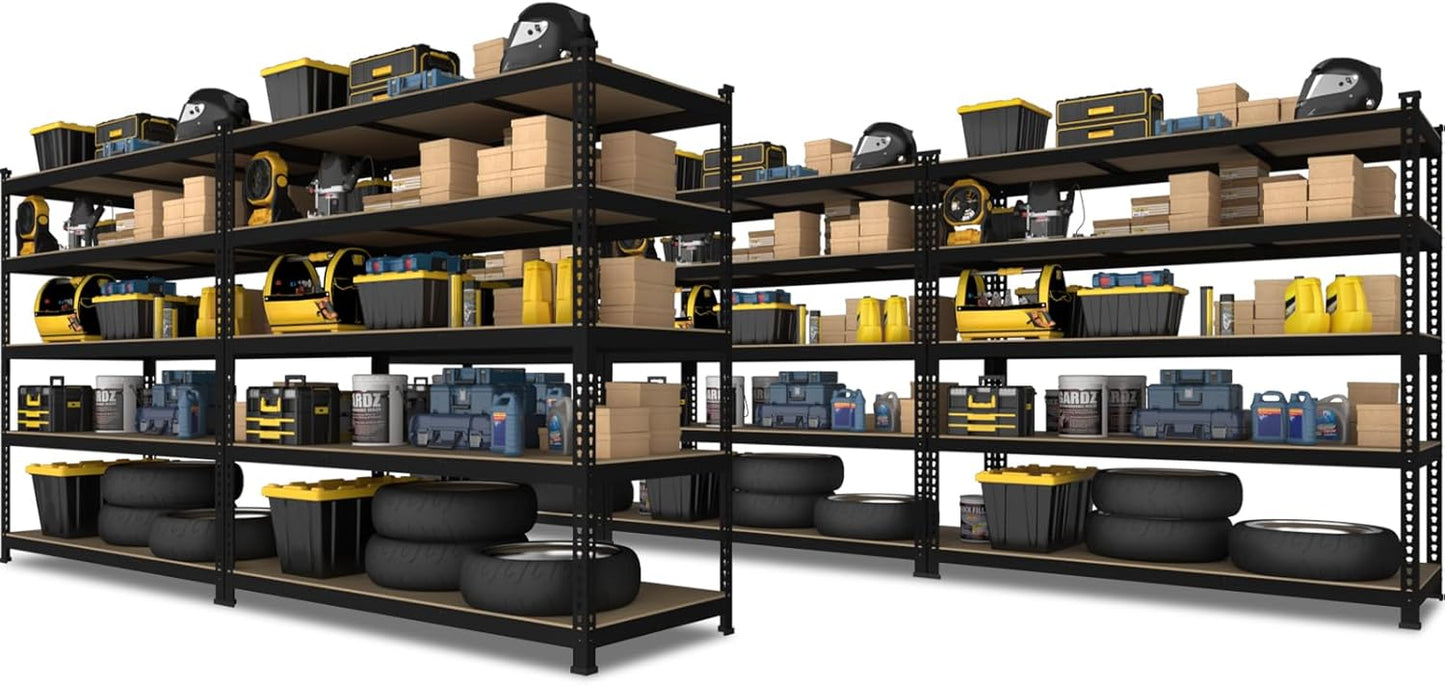 PrimeZone 48" x 24" x 72" Heavy Duty Storage Shelves, 5 Tier Adjustable Garage Storage Shelving, Metal Storage Utility Rack Shelf Unit for Warehouse Pantry Closet Kitchen, Black, 10 Pack