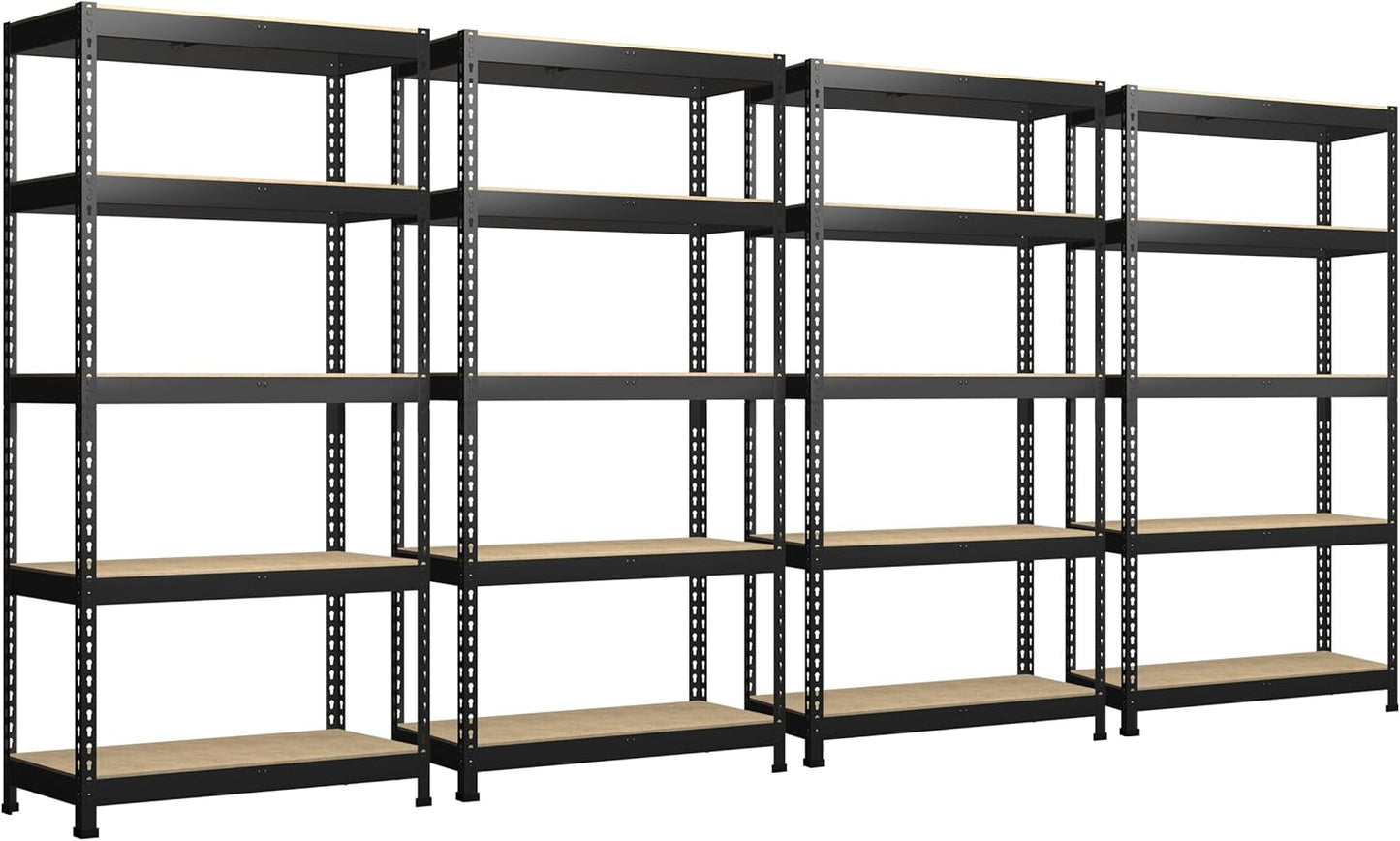 PrimeZone 48" x 24" x 72" Heavy Duty Storage Shelves, 5 Tier Adjustable Garage Storage Shelving, Metal Storage Utility Rack Shelf Unit for Warehouse Pantry Closet Kitchen, Black, 10 Pack