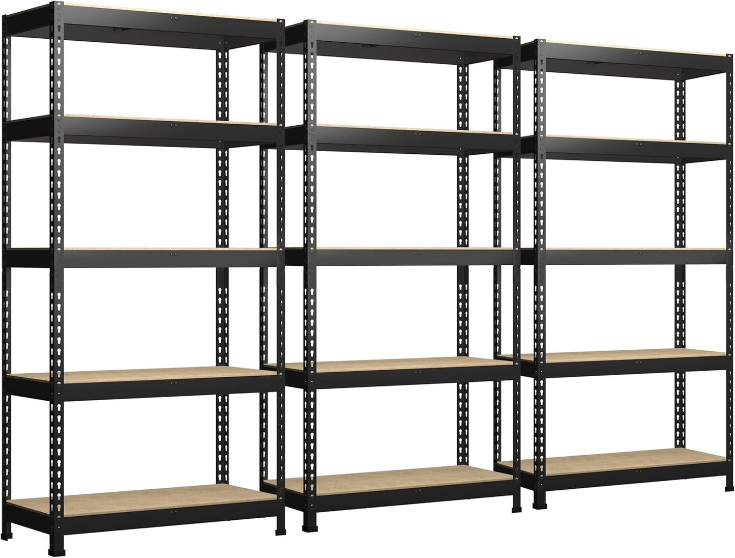 PrimeZone 48" x 24" x 72" Heavy Duty Storage Shelves, 5 Tier Adjustable Garage Storage Shelving, Metal Storage Utility Rack Shelf Unit for Warehouse Pantry Closet Kitchen, Black, 10 Pack