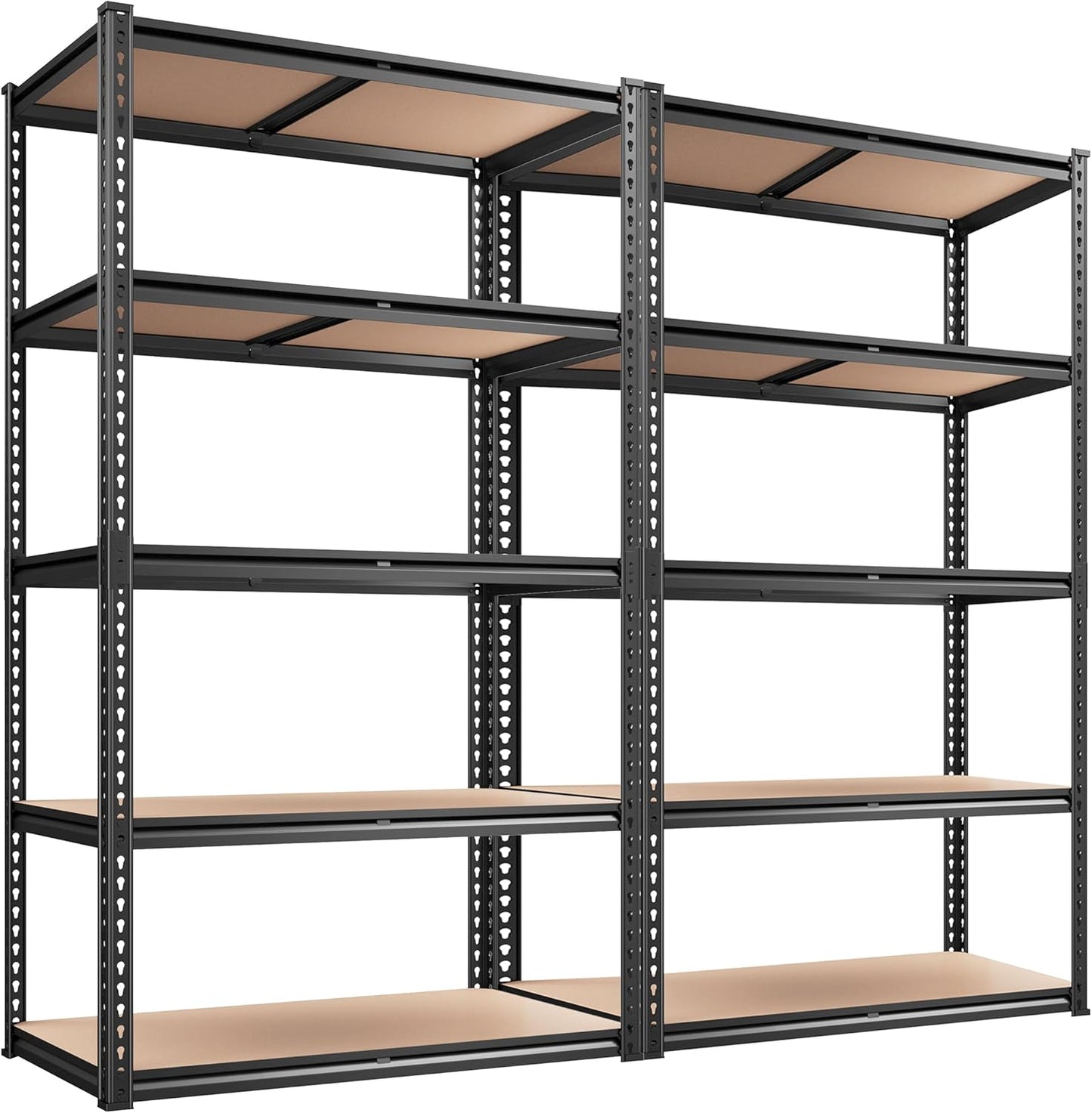 REIBII 2020LBS Storage Shelves 5 Tier Garage Shelving Heavy Duty, Adjustable Metal Shelving Unit, Garage Shelves for Basement, Warehouse, Pantry, 72" H x 35.55" W x 16" D, Black, 4 Pack