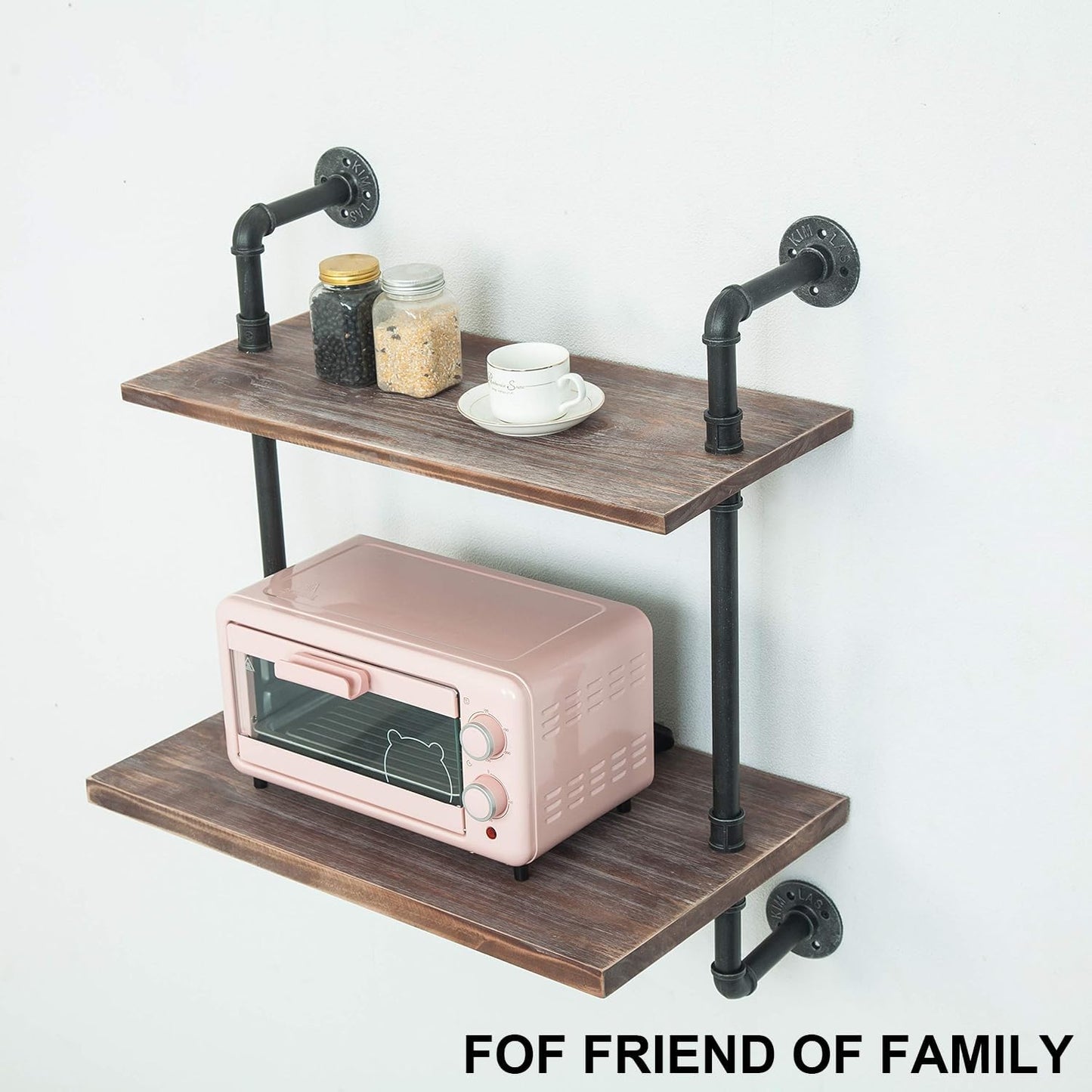 Black,Industrial Retro Wall Mount Iron Pipe Shelves,Microwave Oven Rack- Wall Mounted Microwave Oven Shelf Stand,Storage Organizer for Kitchen,Oven,Toaster,Utensils,Spice