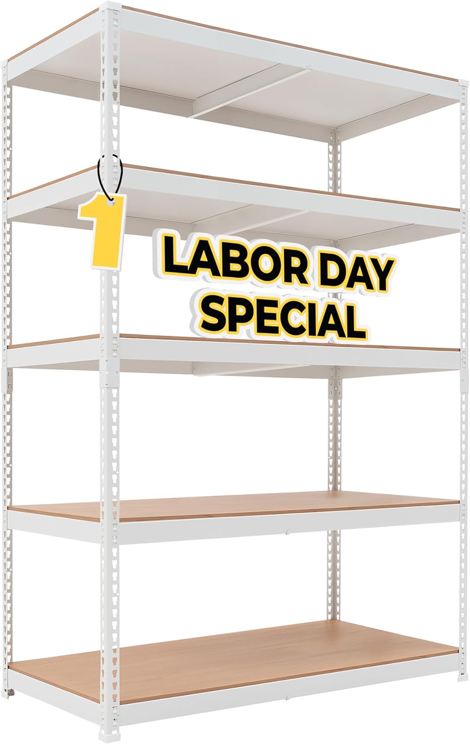 HOMEDANT 5 Tier Laminated Boltless Heavy Duty Garage Storage Adjustable Wide Size Metal Shelving Unit Utility Rack Shelves Organization Shelf Shed Warehouse 47.7" W x 24.1" D x 71.3" H 10Pack