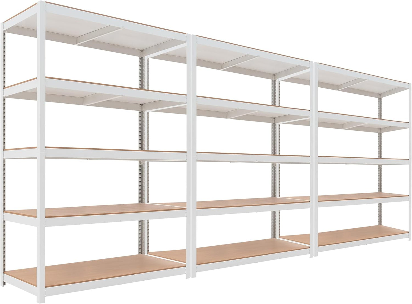 HOMEDANT House White 48" Wide Boltless Heavy Duty Garage Storage Shelving Adjustable 5-Tier Metal Shelves Laminated Organization Shelf Industrial Utility Rack Pantry Shed Office Store 1Pack