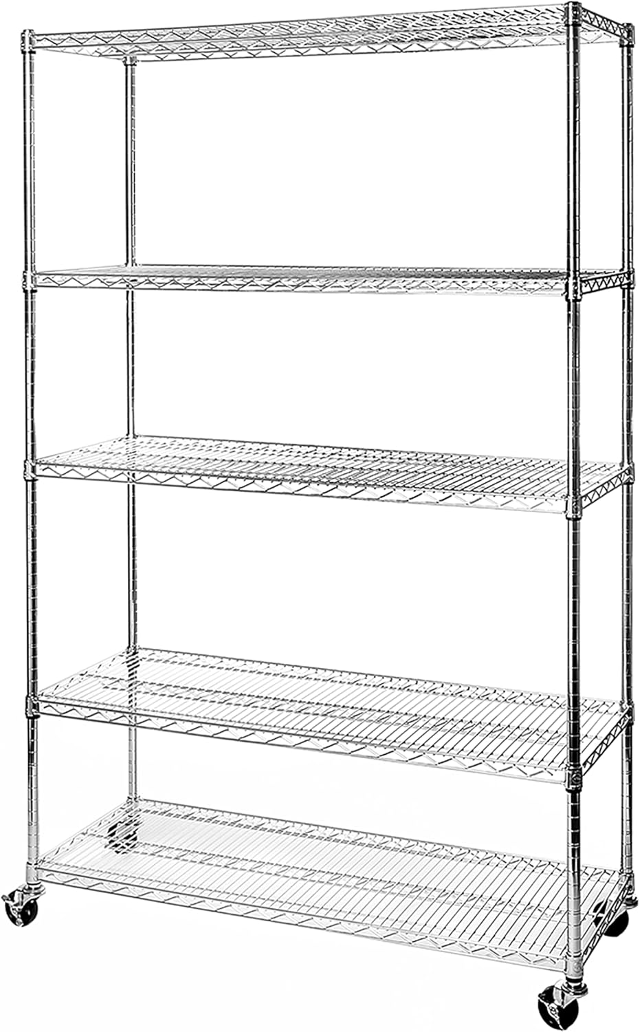 Seville Classics UltraDurable Heavy Duty NSF Solid Steel Wire Rack Storage Unit Organizer for Garage, Warehouse, Office, Restaurant, Classroom, Kitchen, 5-Tier Shelving, 48" W x 24" D