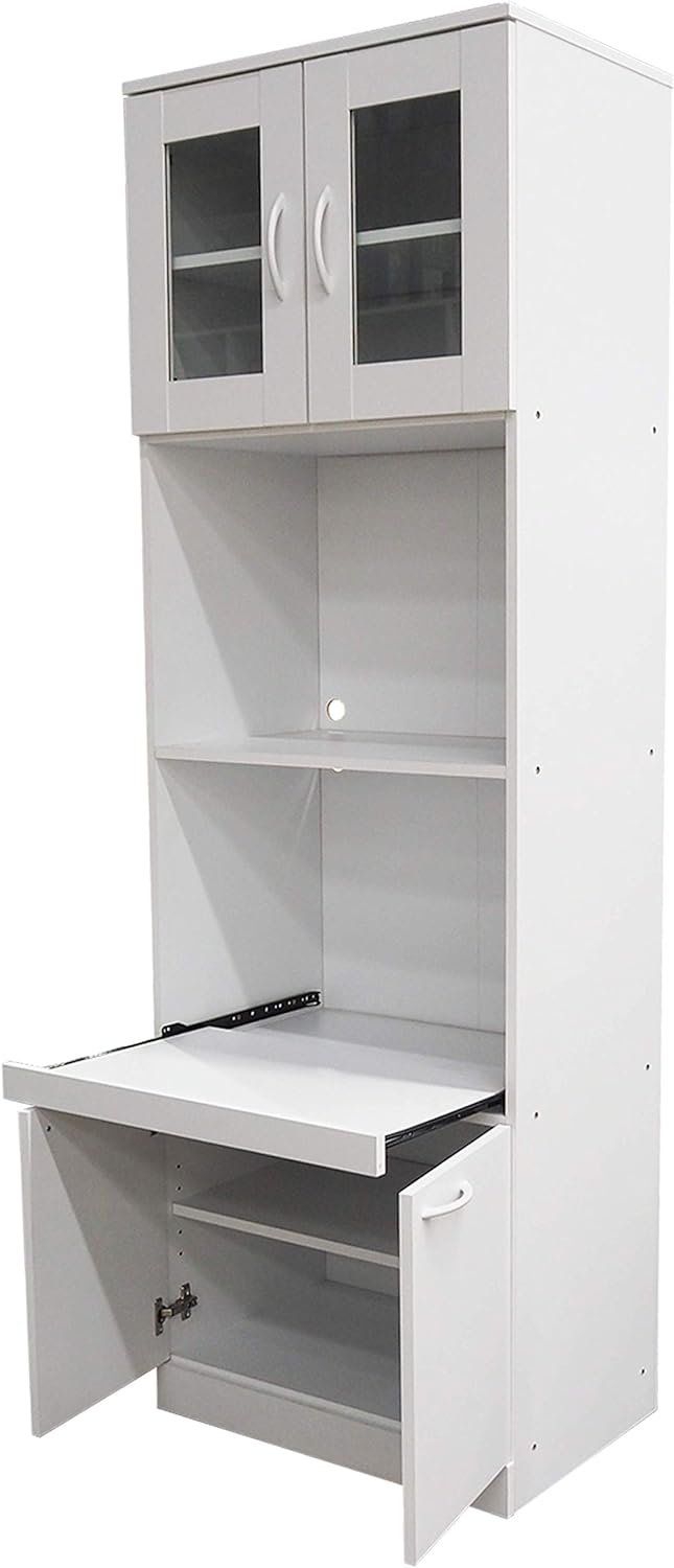 Kings Brand Furniture - Danbury Tall Kitchen Pantry, Microwave Storage Cabinet, White