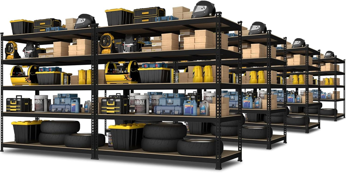 PrimeZone 48" x 24" x 72" Heavy Duty Storage Shelves, 5 Tier Adjustable Garage Storage Shelving, Metal Storage Utility Rack Shelf Unit for Warehouse Pantry Closet Kitchen, Black, 10 Pack