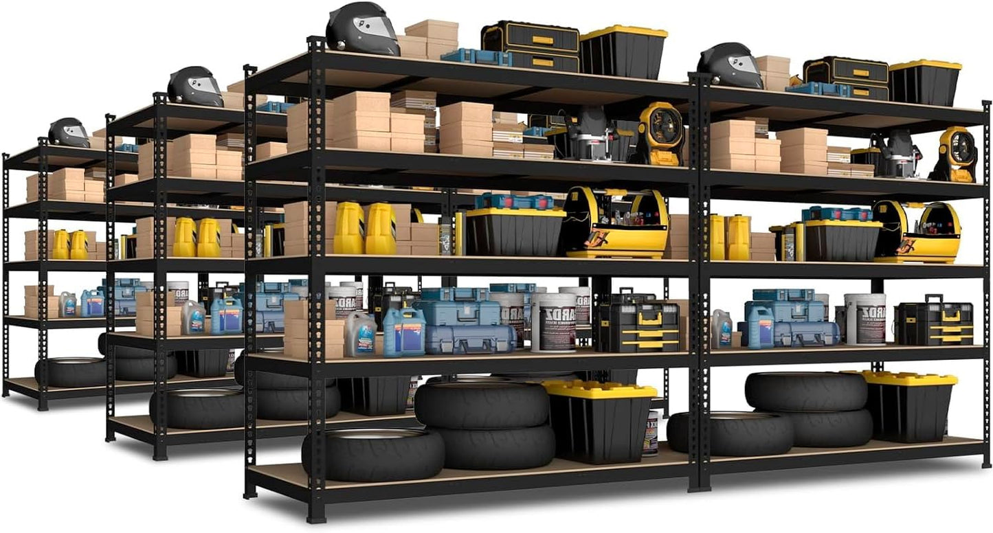 PrimeZone 48" x 24" x 72" Heavy Duty Storage Shelves, 5 Tier Adjustable Garage Storage Shelving, Metal Storage Utility Rack Shelf Unit for Warehouse Pantry Closet Kitchen, Black, 10 Pack