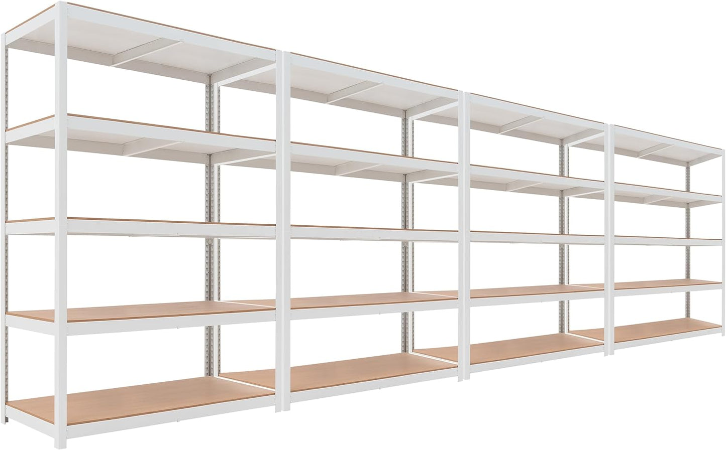 HOMEDANT House White 48" Wide Boltless Heavy Duty Garage Storage Shelving Adjustable 5-Tier Metal Shelves Laminated Organization Shelf Industrial Utility Rack Pantry Shed Office Store 1Pack