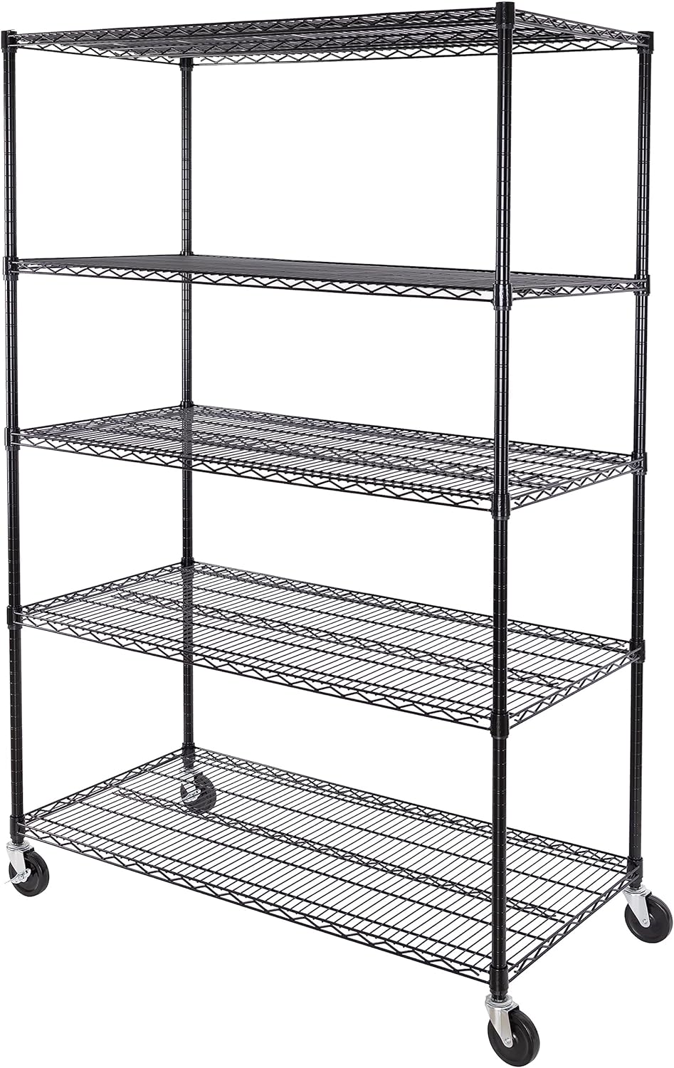 Seville Classics UltraDurable Heavy Duty NSF Solid Steel Wire Rack Storage Unit Organizer for Garage, Warehouse, Office, Restaurant, Classroom, Kitchen, 5-Tier Shelving, 48" W x 24" D